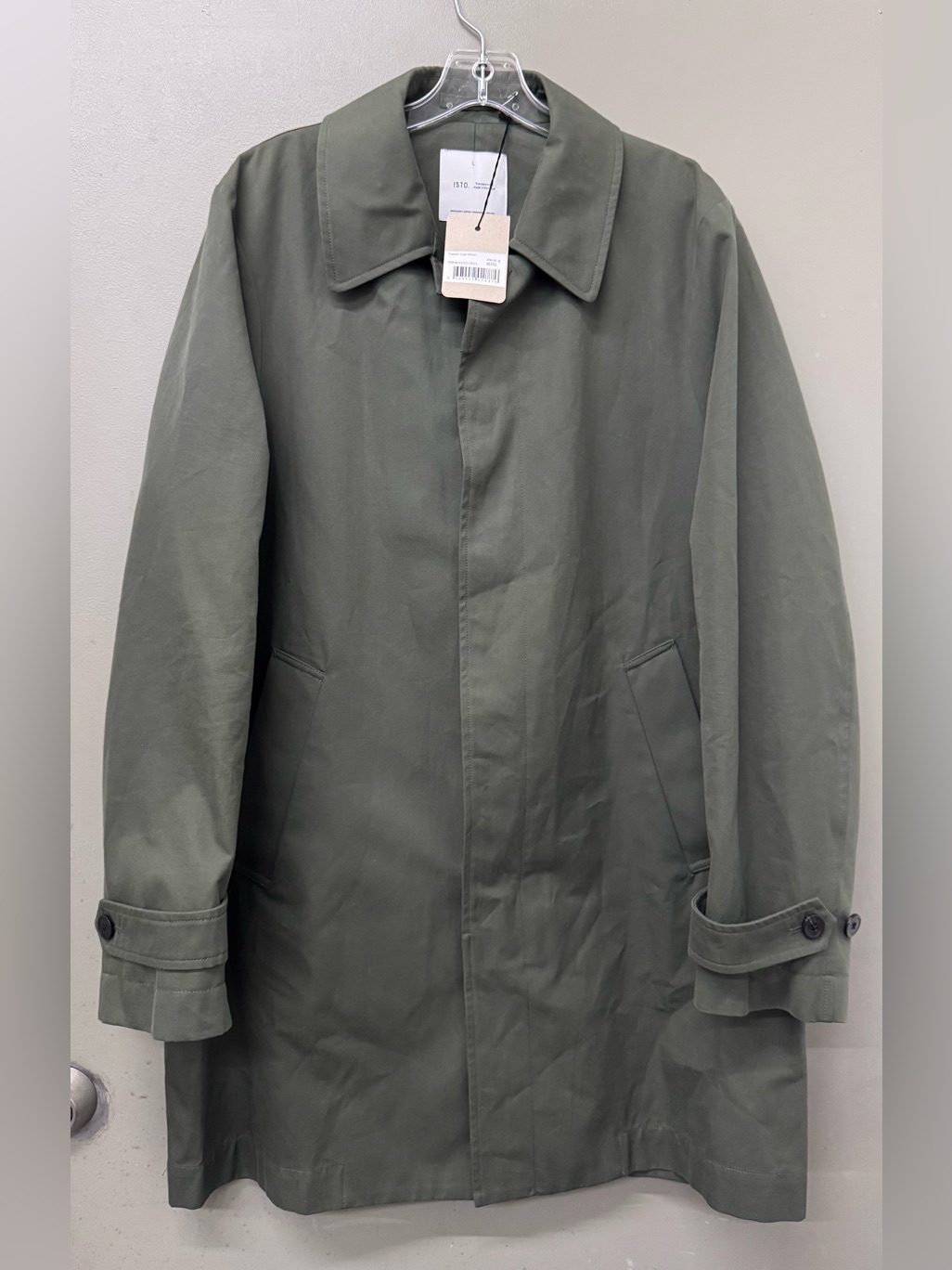 Nwt Isto. Olive Green Men's Trench Coat Size Large
